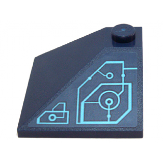 Slope 33 3 x 3 Double Convex with Medium Azure Schematic Circles and Lines Pattern Model Left Side (Sticker) - Set 71200