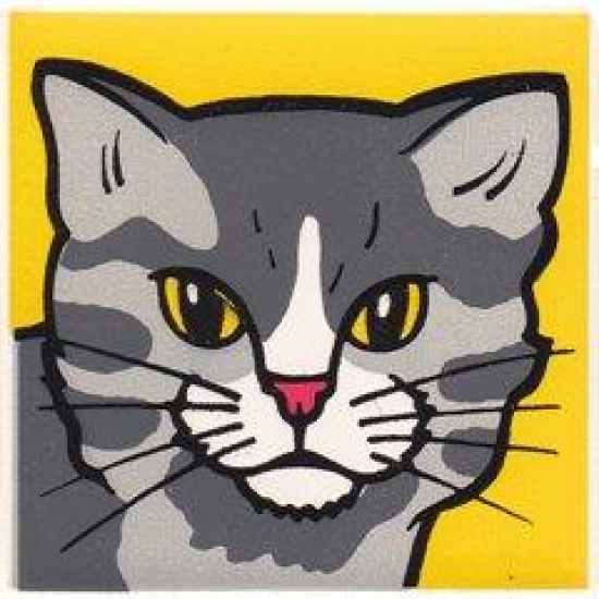 Duplo, Tile 2 x 2 x 1 with Cat Mosaic Picture 03 Pattern (Set 1014)