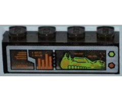 Brick 1 x 4 without Bottom Tubes with Alien on Monitor Pattern (Sticker) - Set 7648