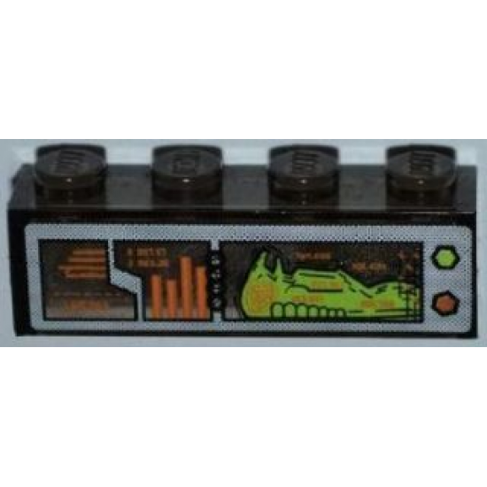 Brick 1 x 4 without Bottom Tubes with Alien on Monitor Pattern (Sticker) - Set 7648