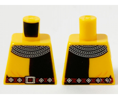 Torso with Silver Mail Collar, Black Left Panel, Dark Red Belt with Gold Buckle and Studs Pattern