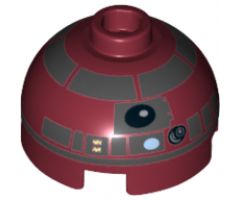 Brick, Round 2 x 2 Dome Top with Silver Band around Dome, Blue Dot Pattern (R4-P17)