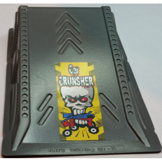Baseplate, Raised Ramp 9 x 15 x 2 (Racers) with Skull and 'Car CRUNSHER' Pattern (Sticker) - Set 8182