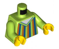 Torso Sweater V-Neck, Orange and Blue Stripes and White Shirt Pattern / Lime Arms / Yellow Hands