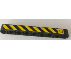 Technic, Liftarm 1 x 9 Thick with Warning Sign and Black and Yellow Danger Stripes Pattern Model Left Side (Sticker) - Set 42082
