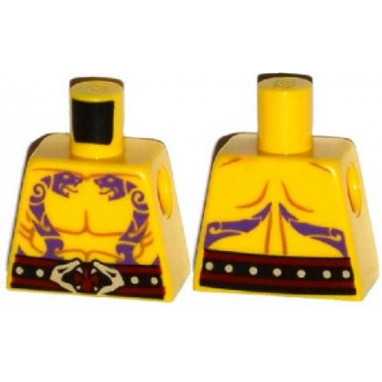 Torso Ninjago Bare Chest Muscles, Dark Purple Snake Tattoos, Belt with Tan Snake Buckle Pattern