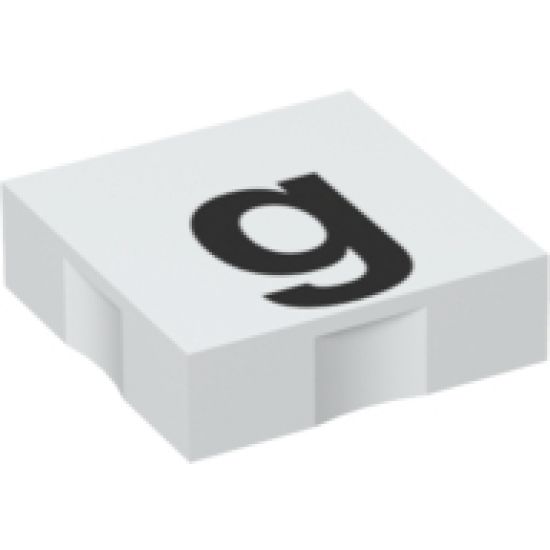 Duplo, Tile 2 x 2 with Black Lowercase Letter g Pattern