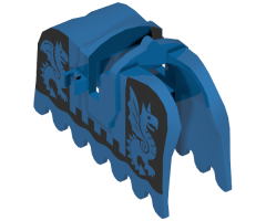 Animal, Accessory Horse Barding, Ruffled Edge with Black Dragons (Black on Blue) Pattern