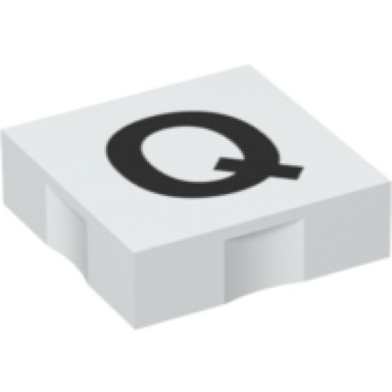 Duplo, Tile 2 x 2 with Black Capital Letter Q Pattern