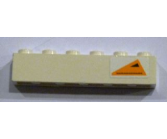 Brick 1 x 6 with Orange Triangle with Black Triangle and Dots Pattern, Model Left (Sticker) - Set 7163