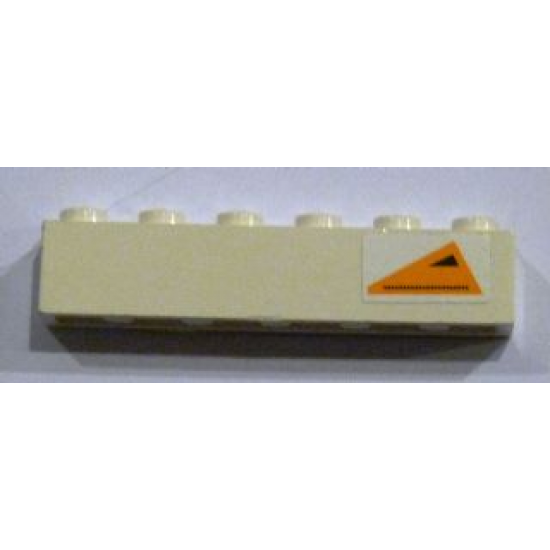 Brick 1 x 6 with Orange Triangle with Black Triangle and Dots Pattern, Model Left (Sticker) - Set 7163