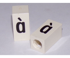 Tile, Modified 1 x 2 x 5/6 with Stud Hole in End and Black 'à' Lower Case Pattern