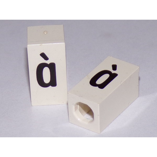 Tile, Modified 1 x 2 x 5/6 with Stud Hole in End and Black 'à' Lower Case Pattern