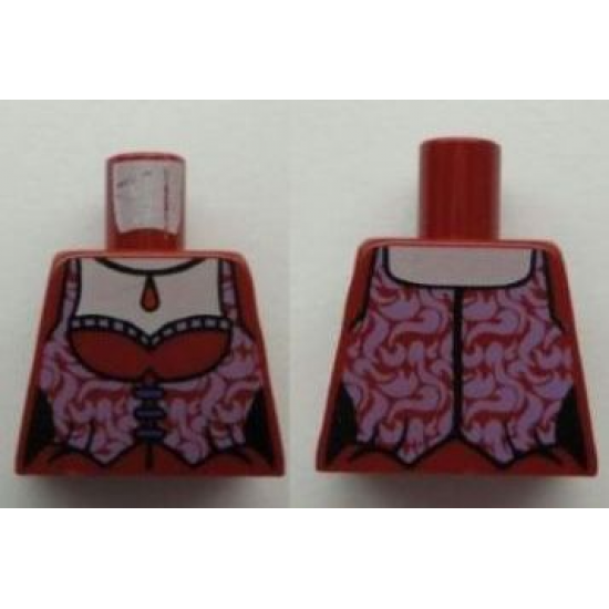 Torso Monster Fighters Female Corset with Lavender Trim and Dark Red Pendant Pattern