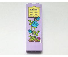 Brick 1 x 2 x 5 with Vine with Medium Azure Flowers, Ladybug and Park Sign with '08:00-20:00' Pattern (Sticker) - Set 41325