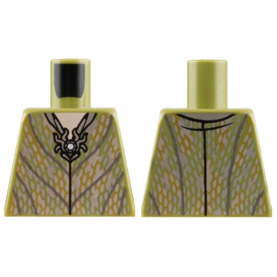 Torso Robe with Silver and Olive Green Chain Mail and Pendant Pattern