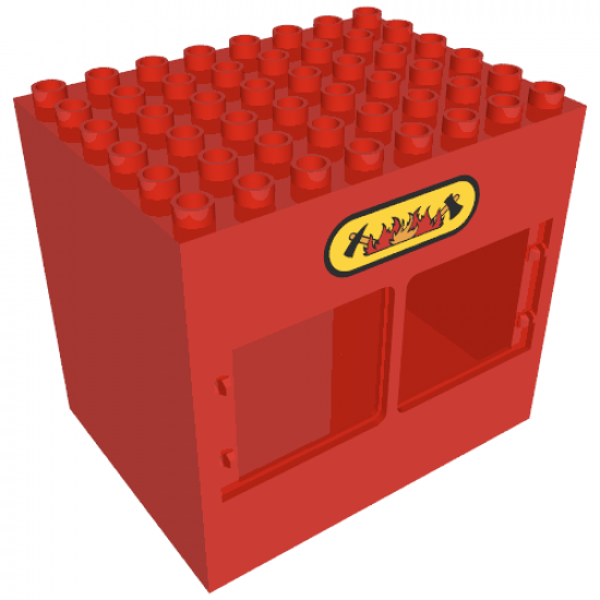 Duplo, Building 6 x 8 x 6 with Front Windows and Fire Station Logo