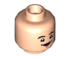 Minifigure, Head Dual Sided Dark Brown Eyebrows, Worried / Smiling with Red Tongue Pattern - Hollow Stud