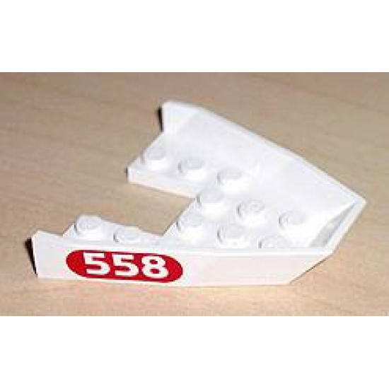 Boat Bow Top 6 x 6 x 1 with '558' in Red Oval Pattern on Both Sides (Stickers) - Set 6558