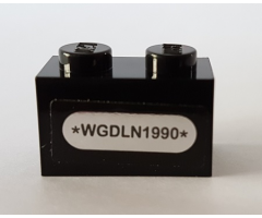 Brick 1 x 2 with '*WGDLN1990*' Pattern (Sticker) - Set 10269