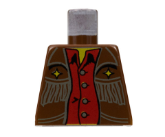 Torso Western Cowboy Fringe Vest, Gold Stars and Red Shirt Pattern