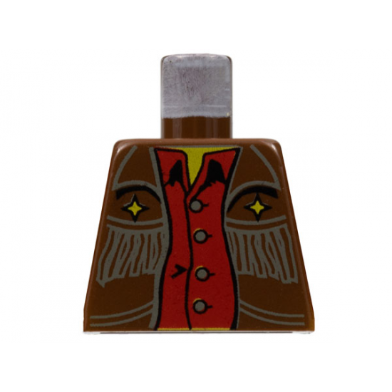 Torso Western Cowboy Fringe Vest, Gold Stars and Red Shirt Pattern