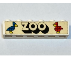 Brick 1 x 6 with 'ZOO' and 2 Birds Pattern (Sticker) - Set 258-1