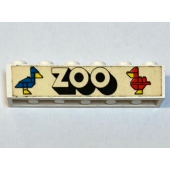 Brick 1 x 6 with 'ZOO' and 2 Birds Pattern (Sticker) - Set 258-1