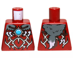 Torso Armor Vest with Silver Markings, Fur Animal Pelt and Dark Azure Round Jewel (Chi) Pattern