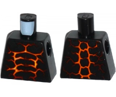 Torso Nexo Knights Bare Chest with Dark Red, Orange and Yellow Cracks Pattern