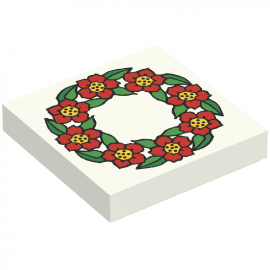Tile 2 x 2 with Flower Ring Pattern