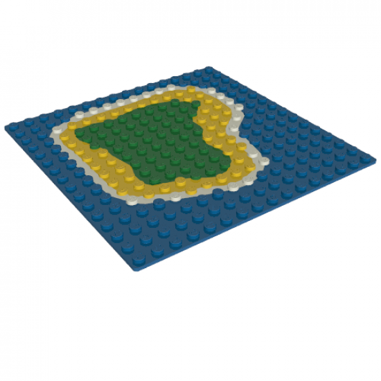 Baseplate 16 x 16 with Island on Blue Water Pattern