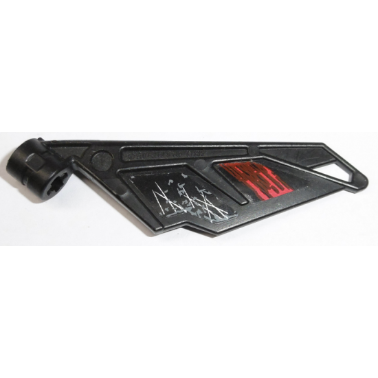 Bionicle Wing Small with Red and Gray and White Battle Damage Pattern Model Left Side (Stickers) - Set 5973