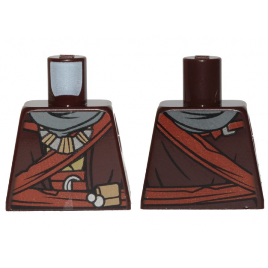 Torso SW Robe, Dark Tan Undershirt, Reddish Brown Sash, Dark Bluish Gray Scarf and Necklace Pattern