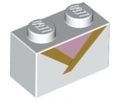 Brick 1 x 2 with Gold Trim and Bright Pink Triangle Pattern