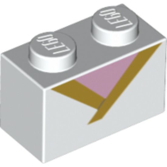 Brick 1 x 2 with Gold Trim and Bright Pink Triangle Pattern