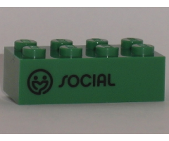 Brick 2 x 4 with Black 'SOCIAL' Pattern (Play Day 2018)