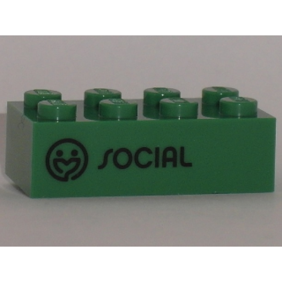 Brick 2 x 4 with Black 'SOCIAL' Pattern (Play Day 2018)