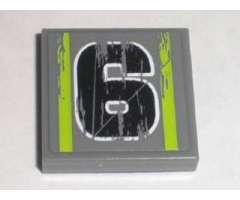 Tile 2 x 2 with Number 6 Black Worn Pattern (Sticker) - Set 8211