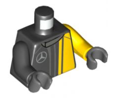 Torso Race Suit with Mercedes-Benz Logo on Front and 'AMG' on Back Pattern / Yellow Arm Left / Black Arm Right / DBG Hands