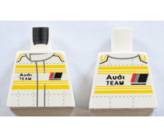 Torso Race Suit with Horizontal Yellow Stripes and 'Audi TEAM' on Front and Back Pattern
