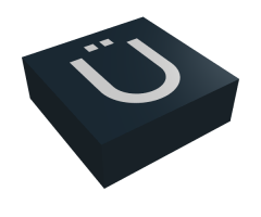 Tile 1 x 1 with Silver Capital Letter U with Diaeresis (Ü) Pattern