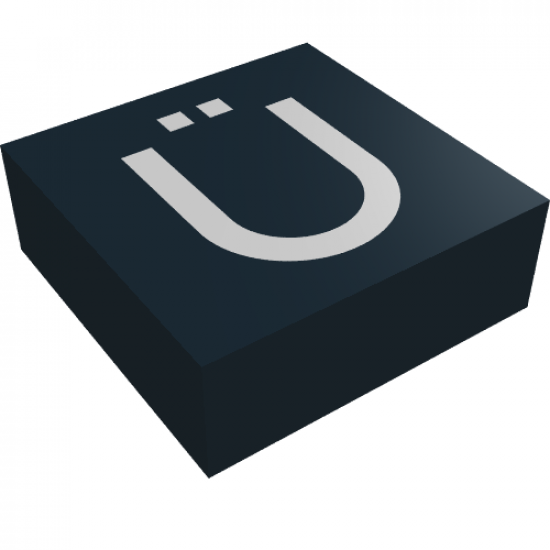 Tile 1 x 1 with Silver Capital Letter U with Diaeresis (Ü) Pattern