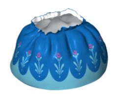 Duplo, Figure Wear & Utensil Cloth Skirt Satin with Blue Layered Top Skirt and Medium Azure and Magenta Flowers Pattern