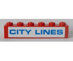 Brick 1 x 6 with Blue 'CITY LINES' on White Background Pattern (Sticker) - Set 7994