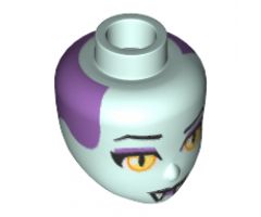 Mini Doll, Head Friends with Yellow Eyes, Black Eyebrows, Black Lips, Fangs and Dark Purple Back Pattern (Celeste)