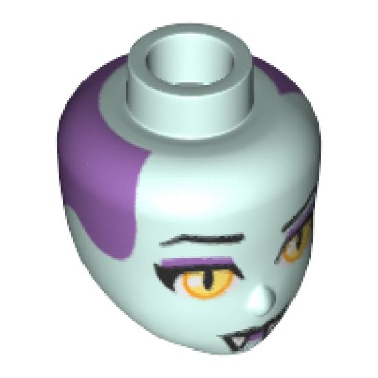 Mini Doll, Head Friends with Yellow Eyes, Black Eyebrows, Black Lips, Fangs and Dark Purple Back Pattern (Celeste)