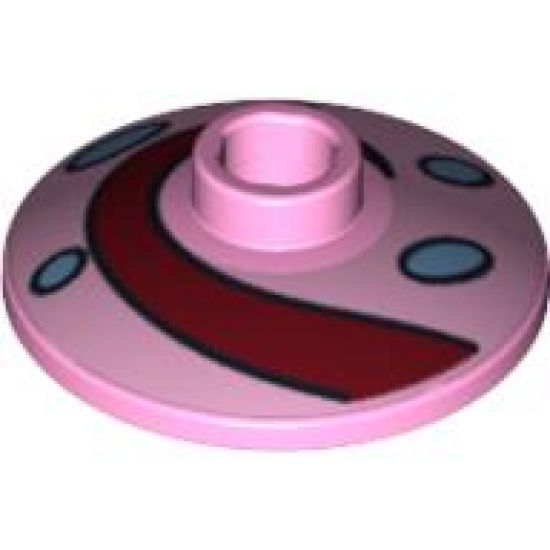 Dish 2 x 2 Inverted (Radar) with Dark Red Swirl and Medium Blue Spots Pattern (Snail Shell)