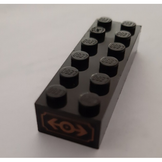Brick 2 x 6 with Train Logo Gold with Gold Outline Pattern on Both Ends (Stickers) - Set 3225