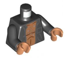 Torso Open Shirt with Pocket and 3 Buttons over Bare Chest with Hair Pattern / Black Arms / Nougat Hands